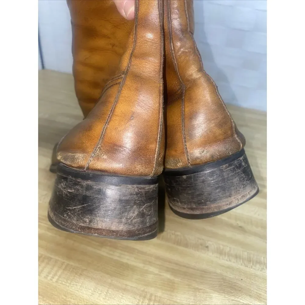 Florsheim (?) Men’s Size 8.5 Brown Leather Side Zip Boots Ankle Western